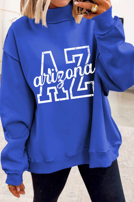 Dark Blue AZ/ ARIZONA Reversible Printed Mock Neck Sweatshirt LC25321474-P5