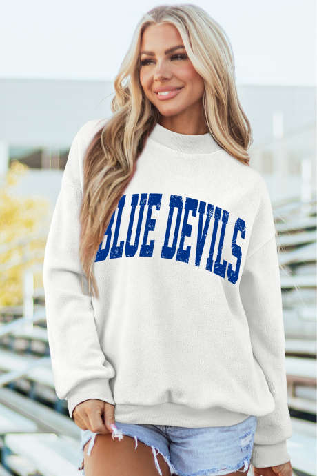 Hanorac alb cu guler fals și imprimeu reversibil DUKE BLUE/ BLUE DEVILS