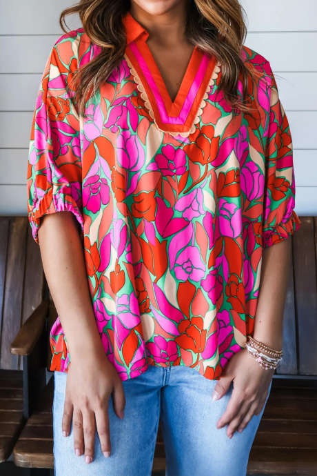 Rode bloemblaadjes feest top met geschulpte rand