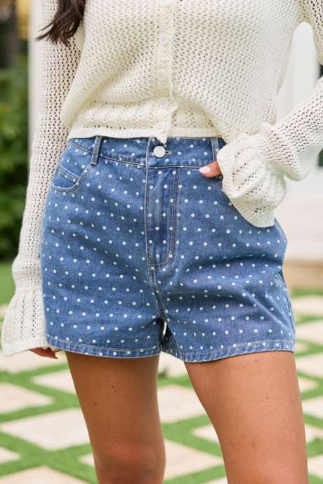 Nebeško modre kavbojke Bailey s pikicami