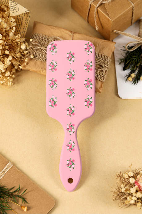 Velika krtača za razvozlavanje las z vzorcem roza sladkega šopka Gossamer