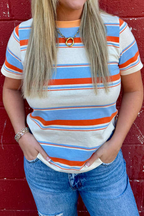 Oranje gestreepte shirts voor zonnige dagen