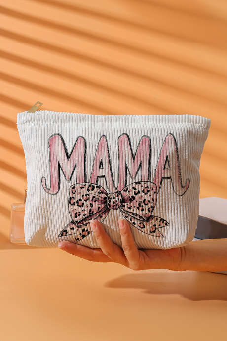 Torbica za ličila White Mama z leopardjim vzorcem in pentljo