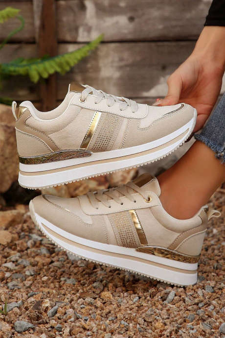 White Metallic Detail Casual Comfy Sneakers BH024262-P101