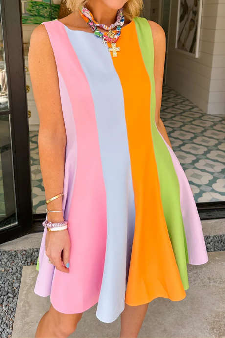 Multicolour LIFE FULL OF COLOR STRIPE DRESS