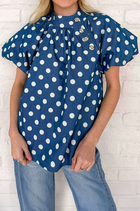 Sky Blue THML Headed That Way Polka Dot Top