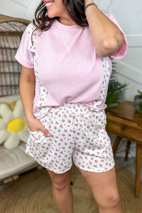 Pink gingham-in-bloom-top