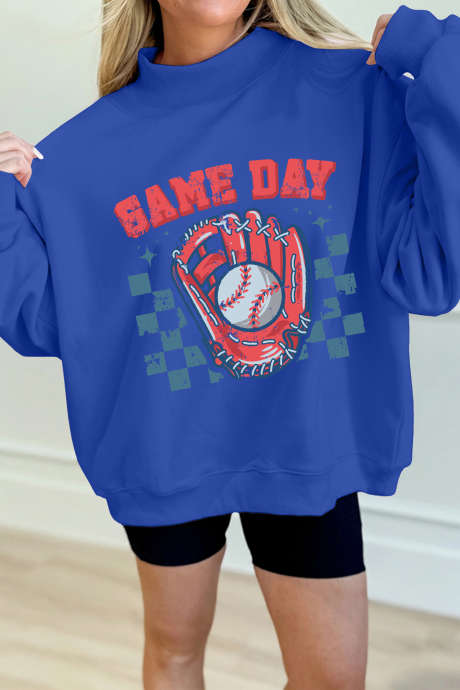 Sweat-shirt bleu foncé GAME DAY Baseball à col montant LC25321418-P5