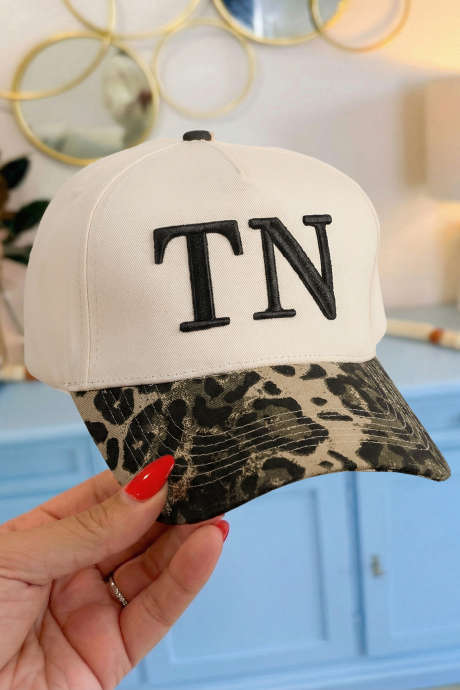 Black TN Contrast Leopard Brim Game Day Baseball Cap