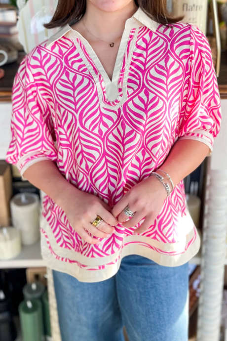 Pink Umgee Peony Reed top