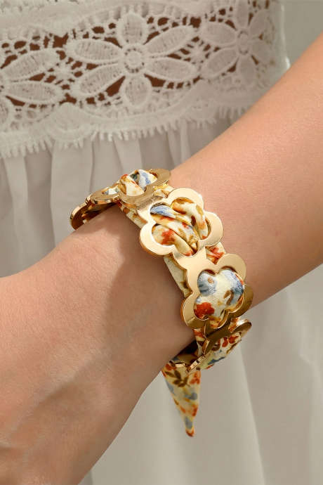 Zapestnica iz zlate zlitine, votla roža, cvetlični trak, vozel BH014811-P12