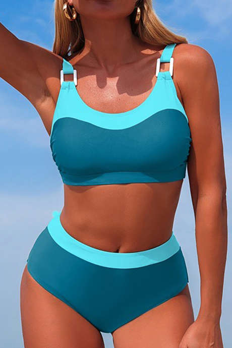 Skobeloff Stilig Fargeblokk Justerbar Stropp Knute Bak 2delt Bikini Badedrakt