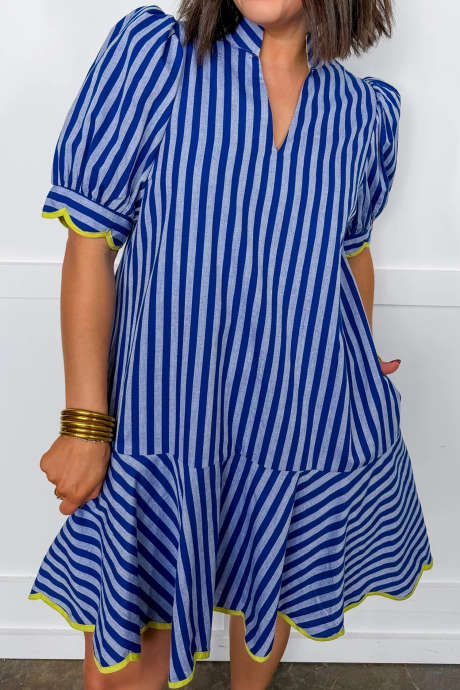 Blue Stripe Entro Pink Casey Dress