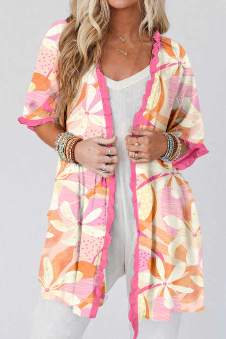 Pink Floral printed cardigan