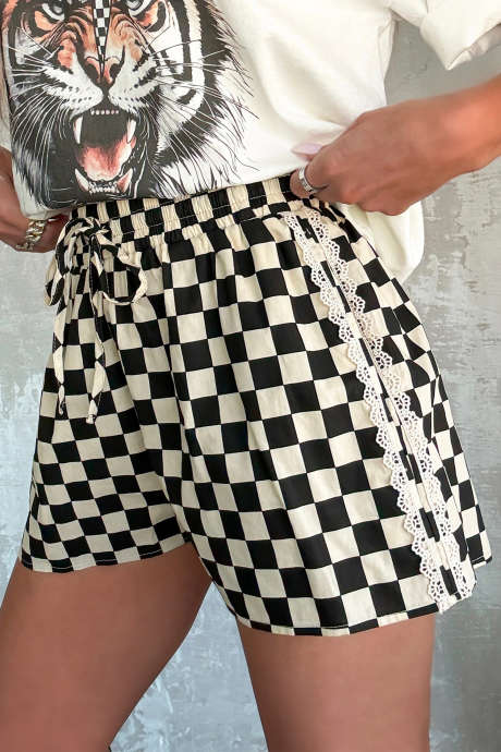 Black Janie Checkered Shorts