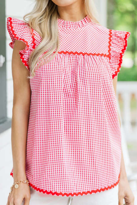 What You Want Red Gingham Blouse $46.00