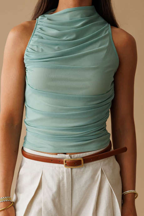 Moonlight Jade mesh-tank-top