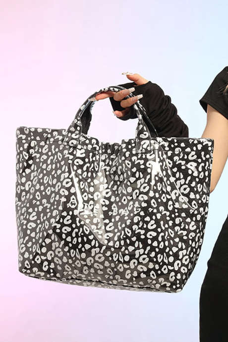 Farge svart Leopard PU skinn vanntett handleveske