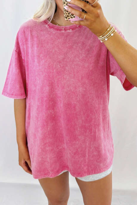 Rose Red Mineral Washed Oversized Tee