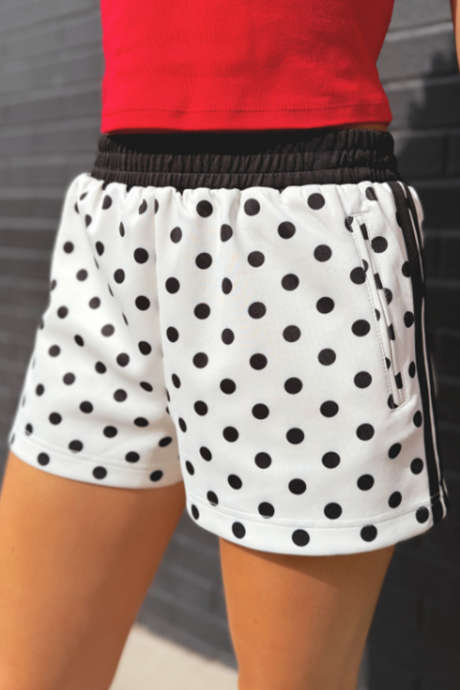 White Twyla Polka Dot Track Shorts