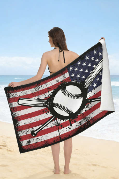 Svart vintage baseballflagg strandferie kasteteppe