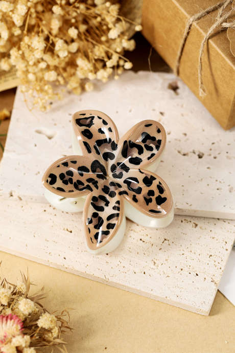 Khaki Leopard 3D Blomsterhårklemme