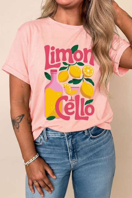 Pink Limon Cello Summer Fashion Graphic Tee