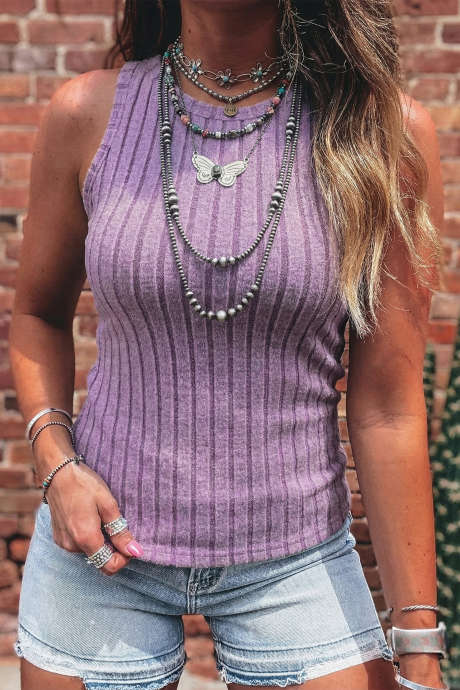 Phalaenopsis Slim Ribbed Mineral Wash Tank Top