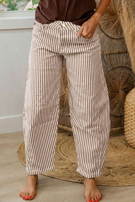 Brune stripete casual fatjeans
