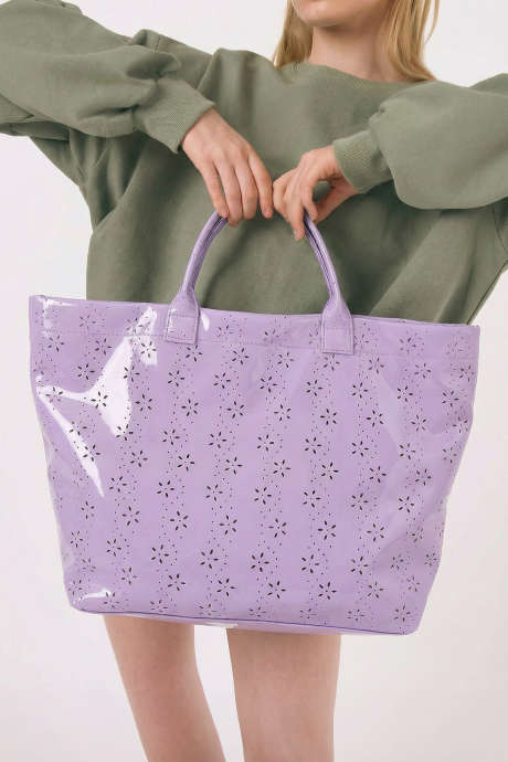 Orkidé maljeblomstermønster PVC glanset vanntett handleveske