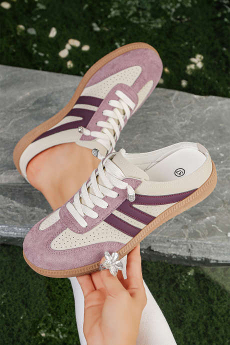 Pink Eyelet PU Leather Patchwork Color Pop Sneakers BH024288-P10