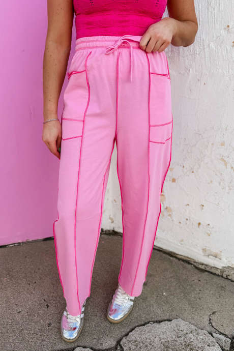 Bonbon Skiftbukser med synlige sømmer og knyting i midjen