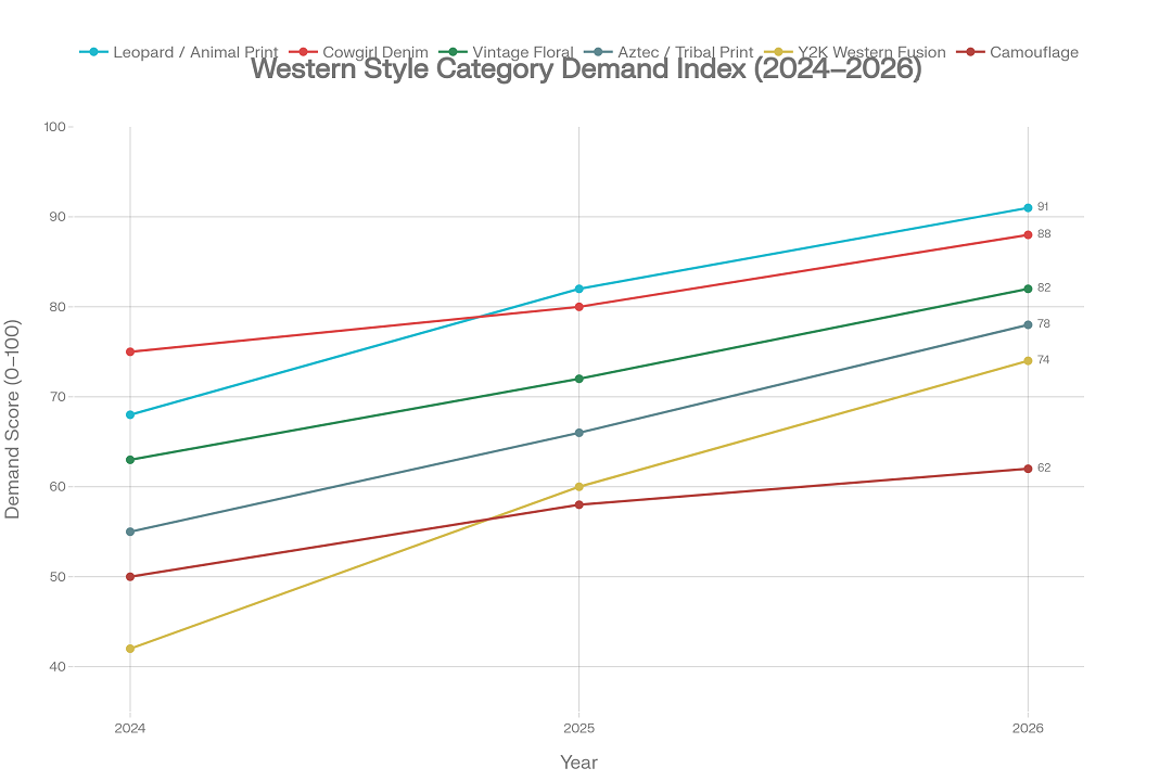 Etterspørselsindeks for kategorien vestlig stil (2024–2026)