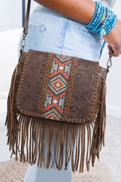 Kaffe Western Aztec Bohemian Tassel PU-skinnveske