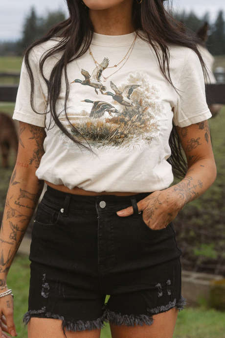 Black Wild Mallard Duck Printed T Shirt