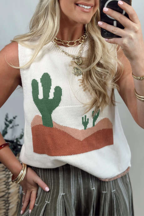 Flerfarget kaktus Western Oasis løs genservest