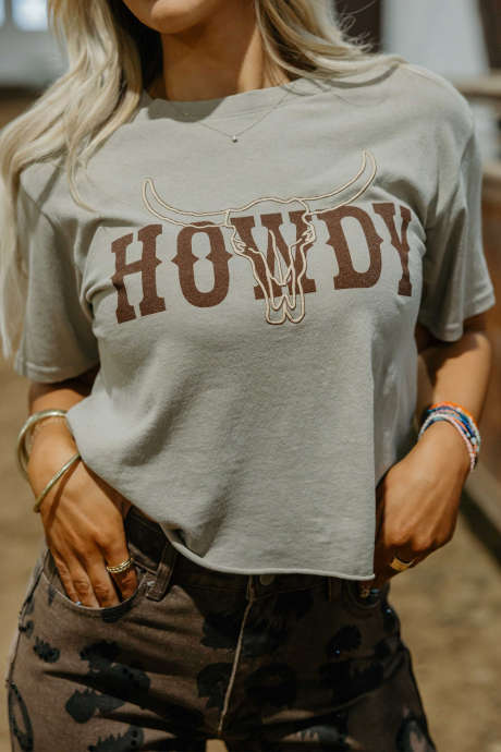 Seagrass HOWDY Bull Head Western Graphic Tee