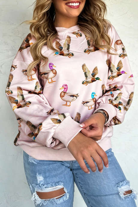 Multicolour  Mallard Print Pullover Sweatshirt