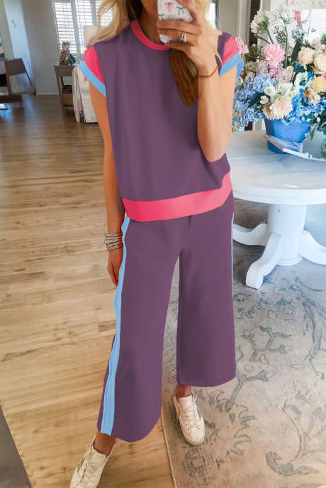 Completo casual due pezzi Valerian con dettagli a blocchi di colore LC626057-P308