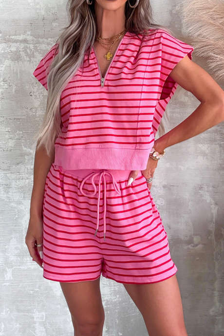 Rose Stripe The Collins Lounge Cropped Sweatshirt Top