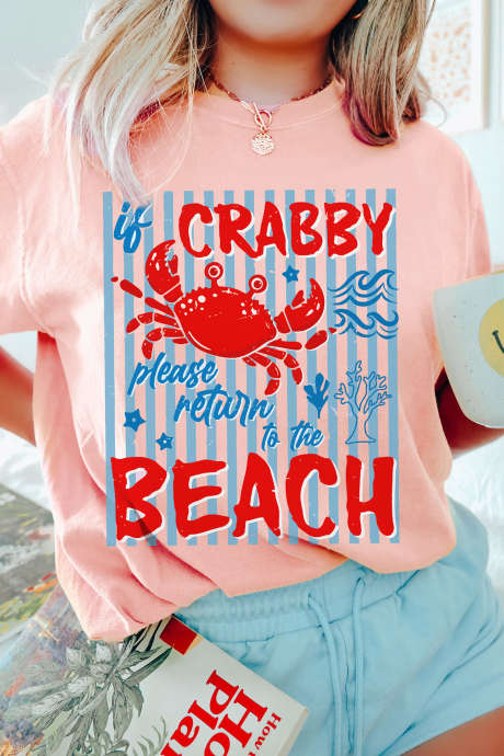Roze Crabby Beach gestreept casual T-shirt