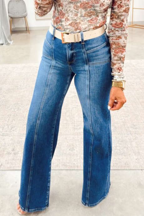 Sky Blue Tailored Seam Detail Womens Shift Jeans LC7876228-P205