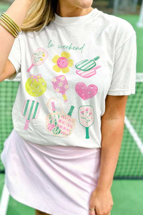 White le weekend Pickleball Graphic Tee LC25232141-1