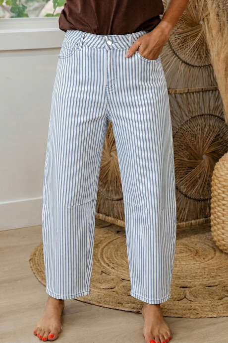 Blugi casual cu dungi albastre deschise