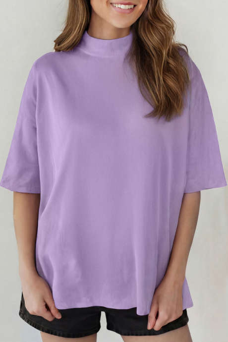 T-shirt oversize à col montant uni Wisteria LC25231614-P208