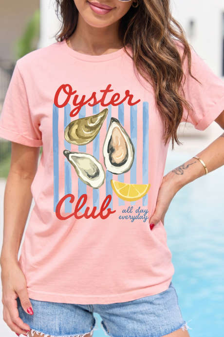 Tricou casual roz cu imprimeu în dungi Oyster Club LC25232189-10