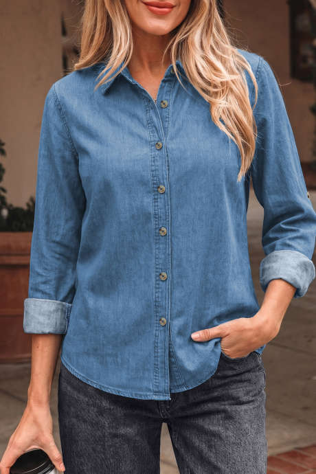 Myosotis Buttoned Down Slim Denim Shirt