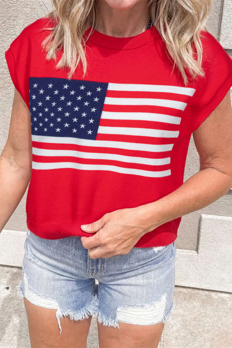 Πουλόβερ Dolman με κοντά μανίκια Fiery Red Stars and Stripes
