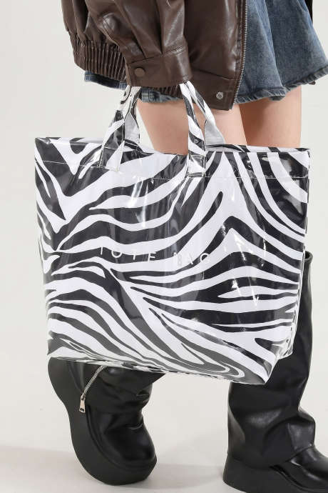 White Zebra Print Travel Tote Bag BH031609-P120