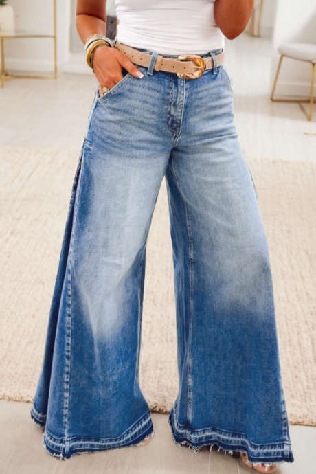 Blugi Myosotis cu cusături laterale, evazați, pantaloni casual de zi cu zi, lungime întreagă